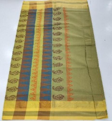 PL Salem Sarees Hand Block Printed Saree